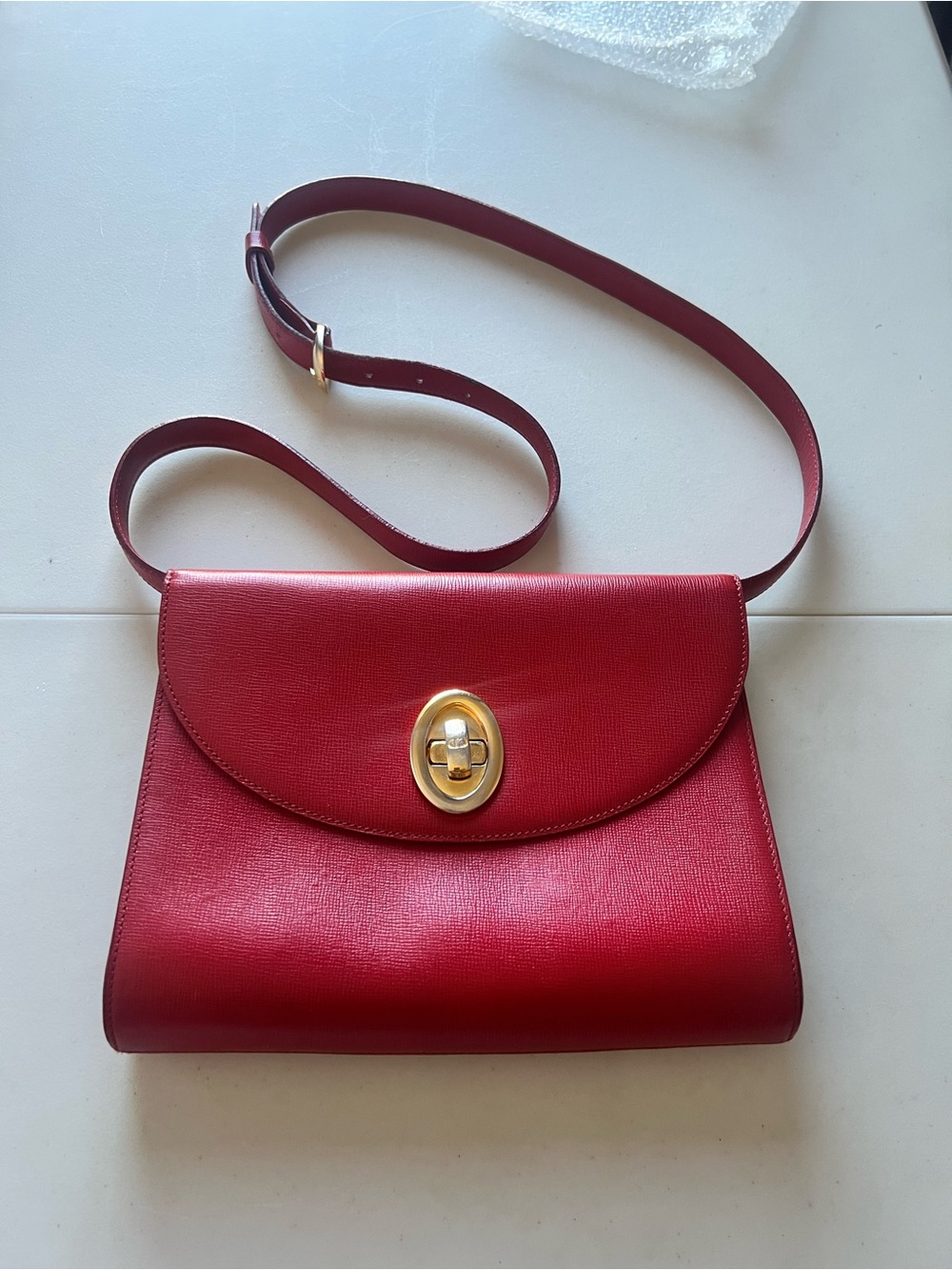 VINTAGE CHRISTIAN DIOR Red Leather Shoulder Bag